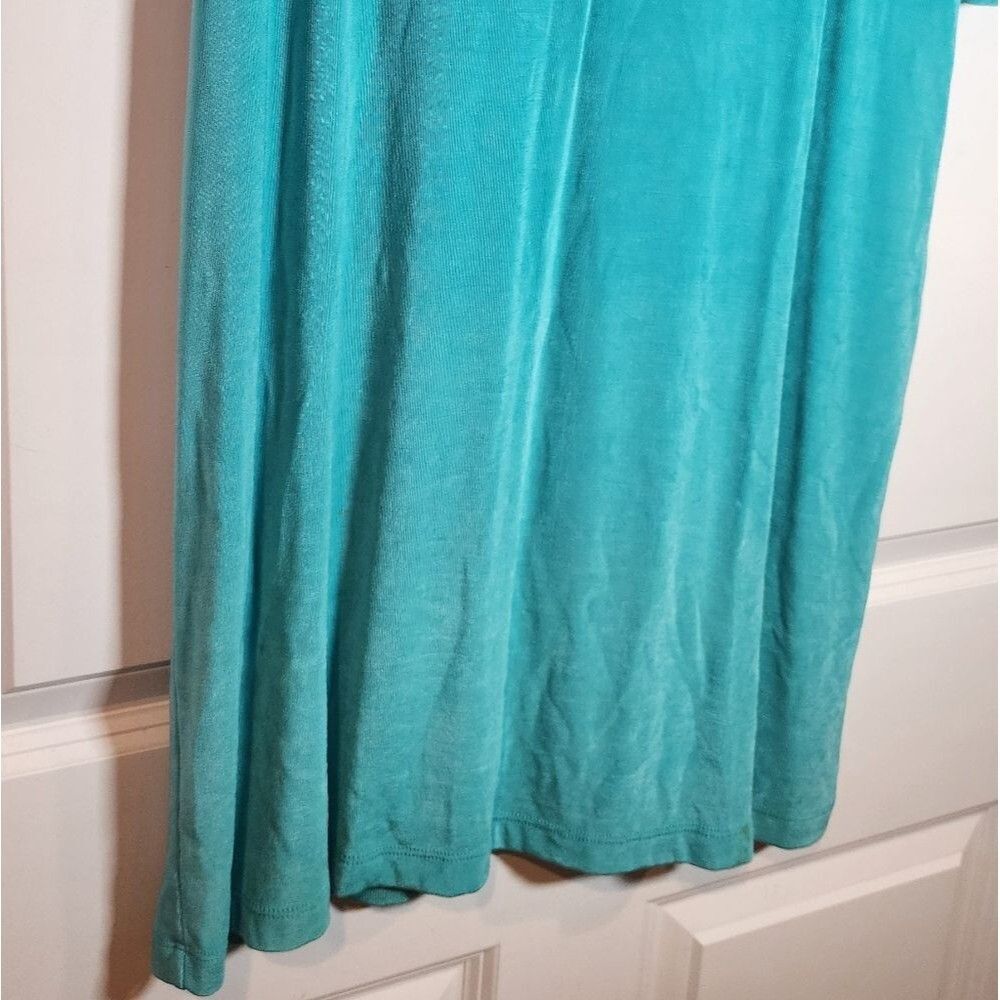 Slinky Brand Aqua Blue Super Stretchy 3/4 Sleeve Midi Dress M - Picture 4 of 5